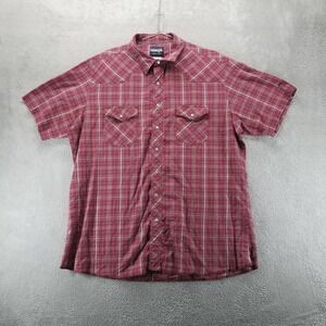 Wrangler Shirt Mens 2XT Red Western Plaid Pearl Snap Button Up Cowboy